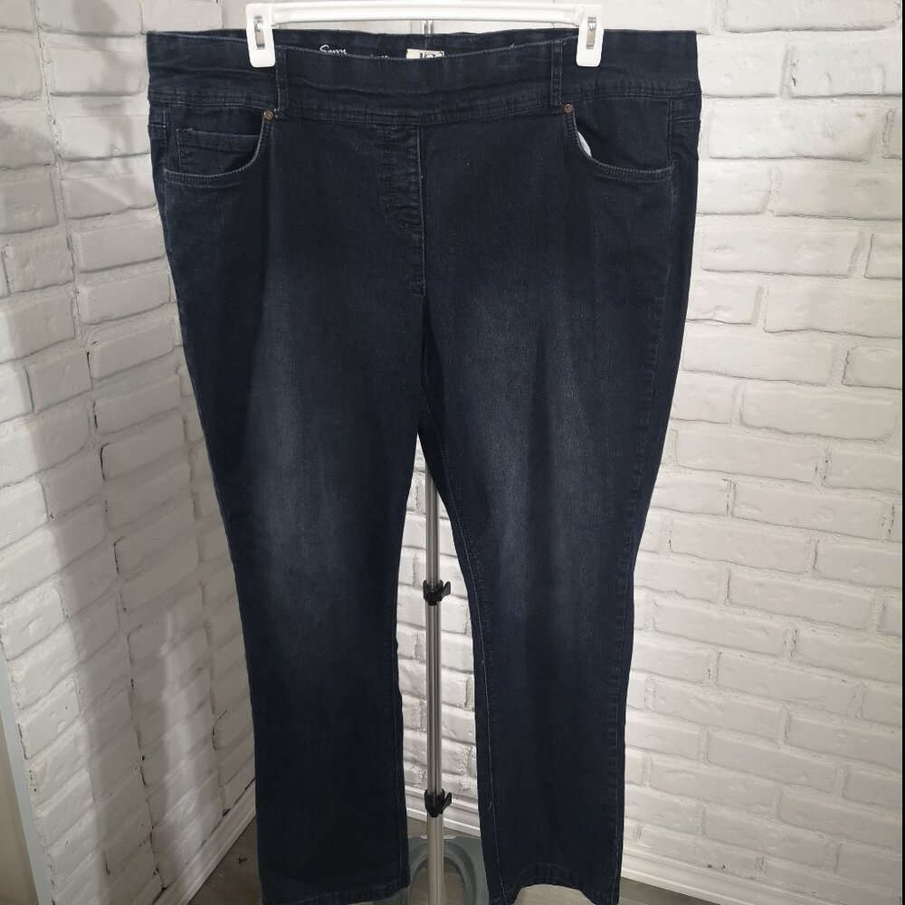 d/c Jeans Ladies Size 24 Dark Wash Pull On Style Savvy Blue Jeans